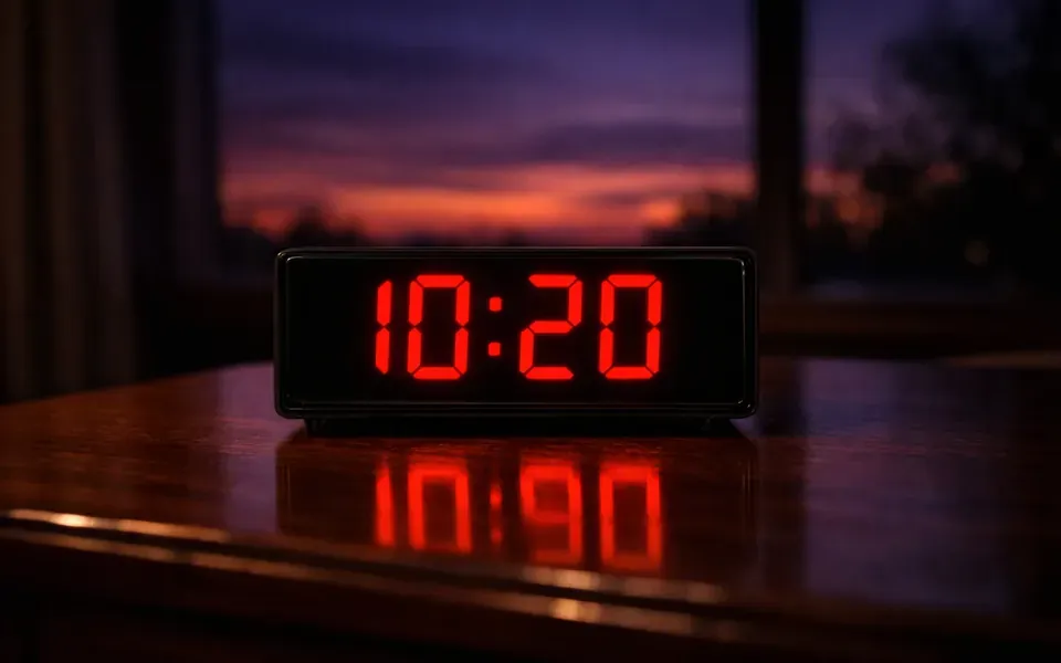 Réveil numérique affichant 10h20