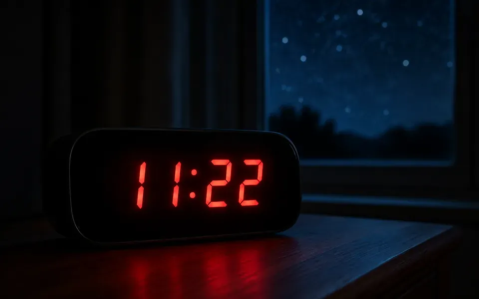 Réveil numérique affichant 11h22