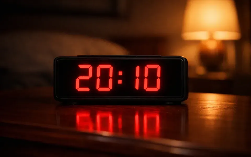 Réveil numérique affichant 20h10