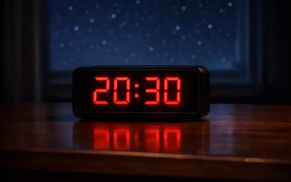 Réveil numérique affichant 20h30