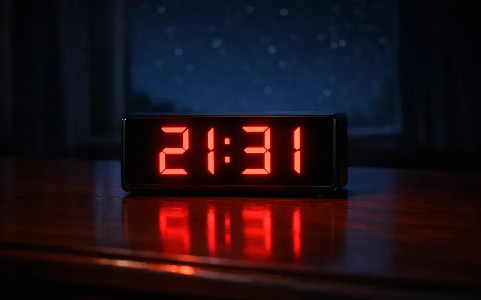 Réveil numérique affichant 21h31