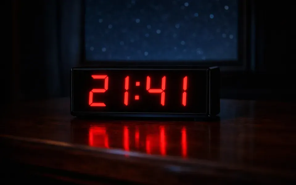 Réveil numérique affichant 21h41