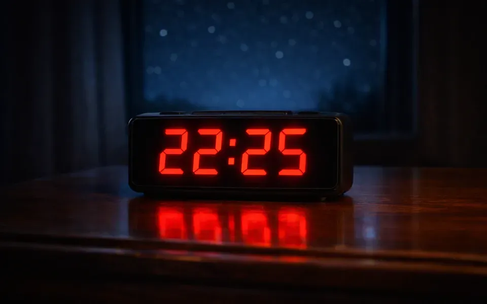 Réveil numérique affichant 22h25