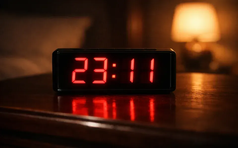 Réveil numérique affichant 23h11