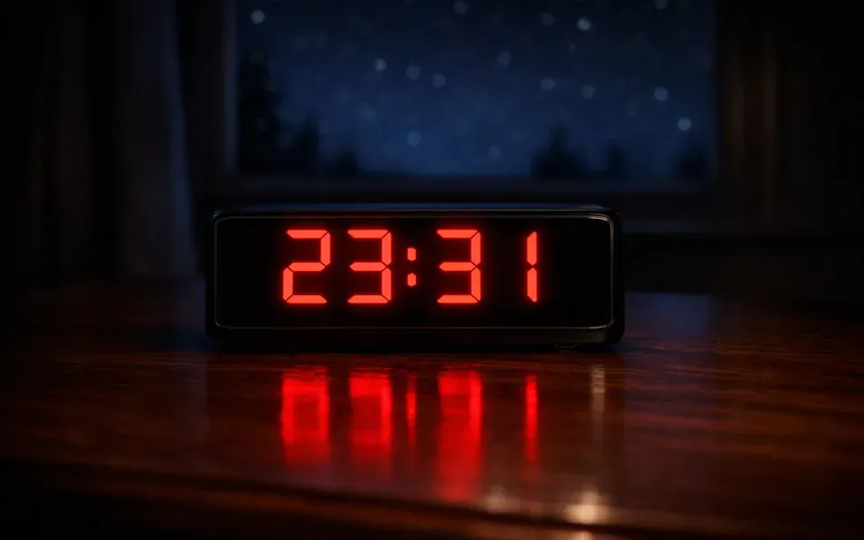 Réveil numérique affichant 23h31